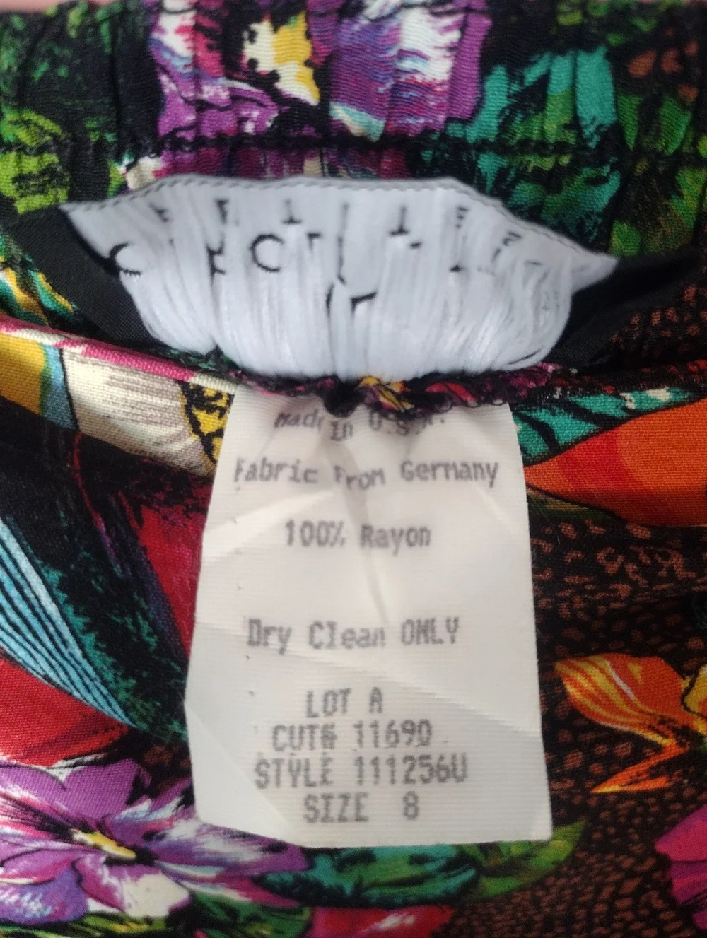 Vintage Carole Little Petites Floral Tropical Wrap Skirt Cover-Up Brown Multi